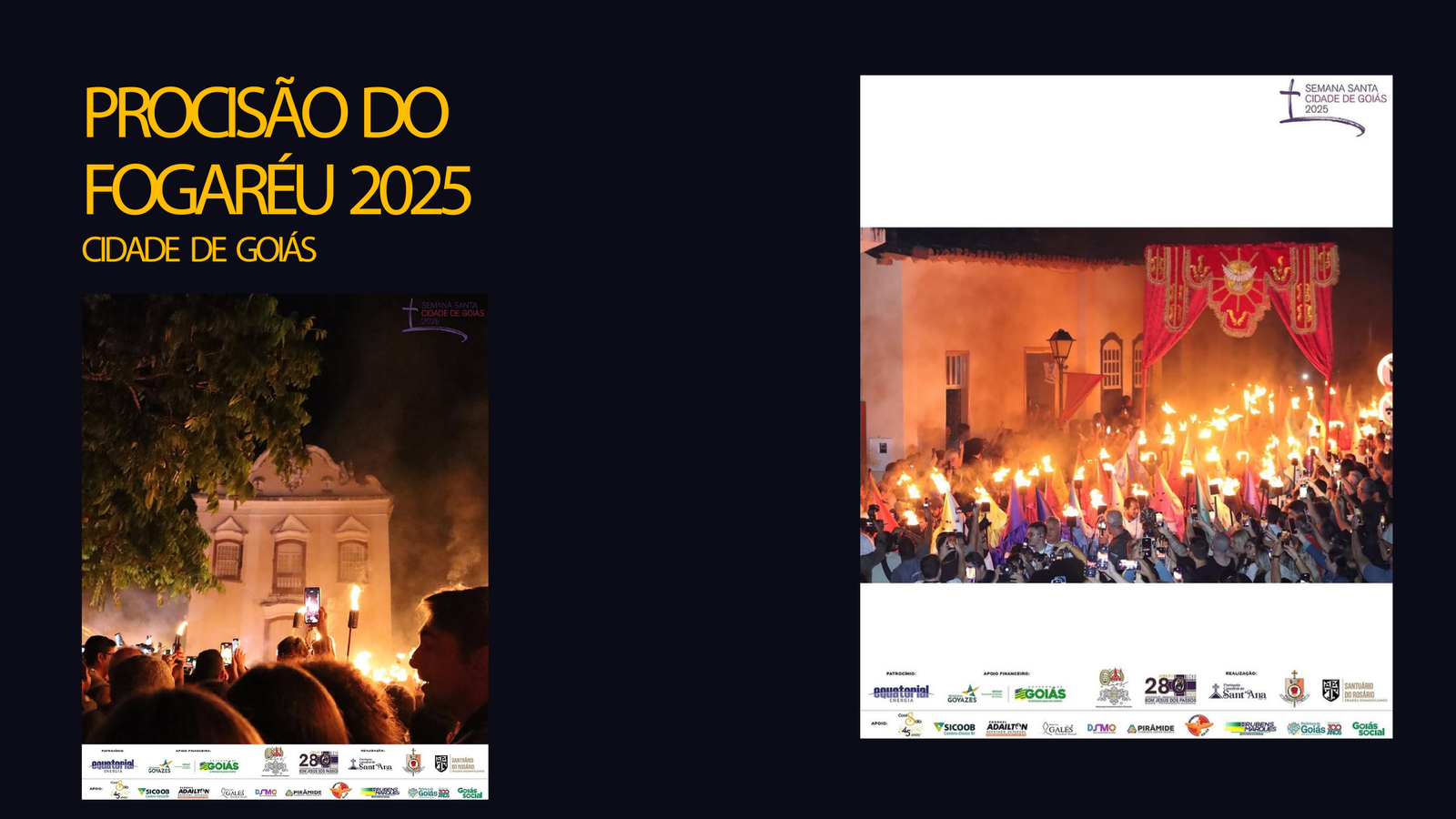 Página do portfólio com registros visuais da Procissão do Fogaréu 2025 na Cidade de Goiás.